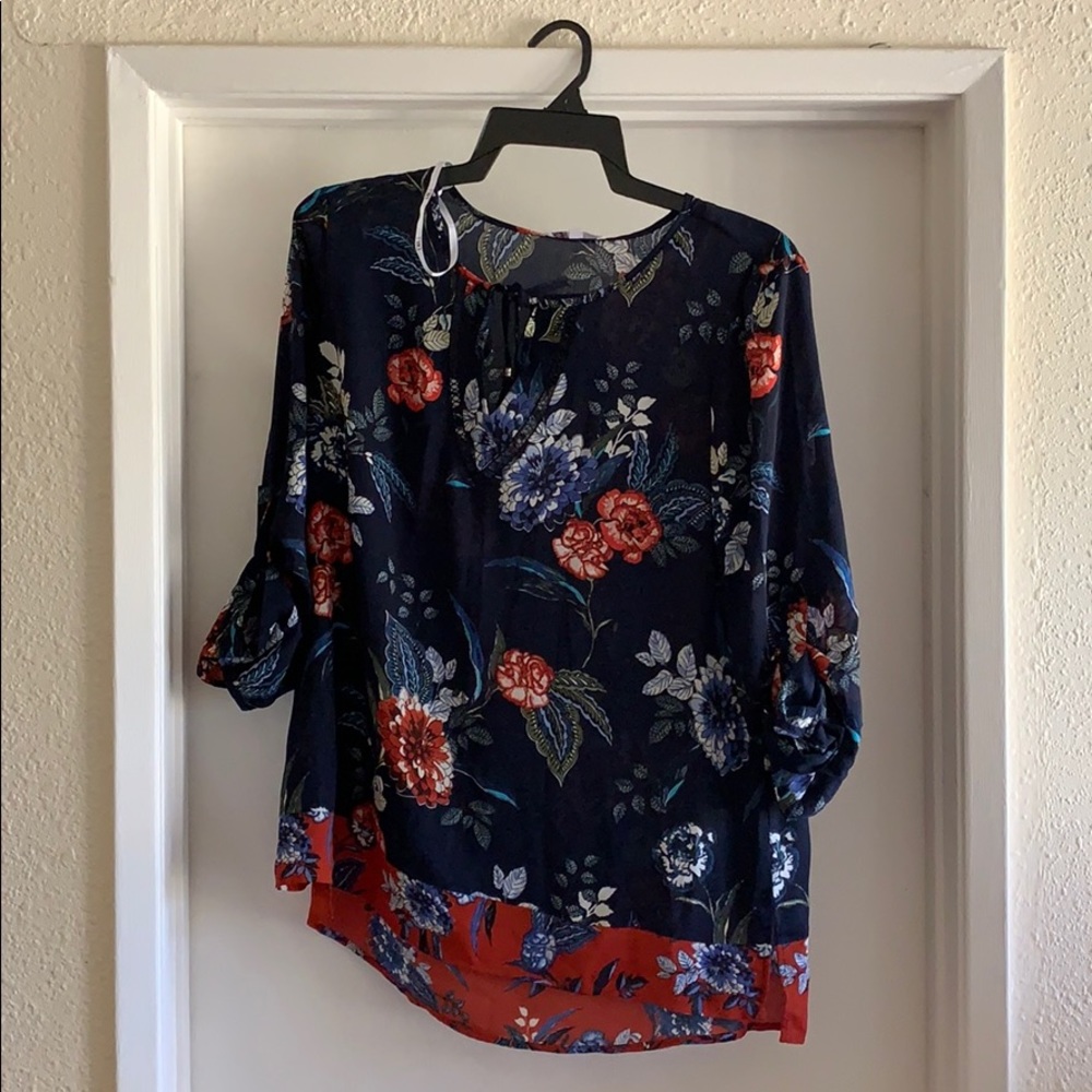 Printed Floral Short Sleeve Blouse